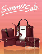 5pcs Hand Bag Maroon Rexine