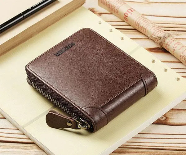 Leather wallet Brown Zipper Short